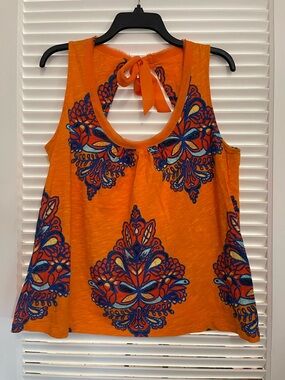 Anthropologie AKEMI + KIN Tank Top Orange Rosae Back Cutout Boho Top